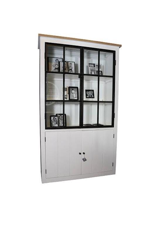 Vaisselier 2 portes blanc Chêne massif blanc 120x48x200 ALINE