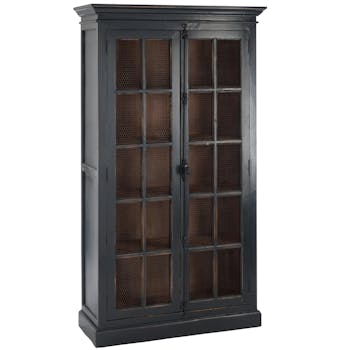 Vaisselier 5 niveaux en bois d'orme noir - 110x45x195cm