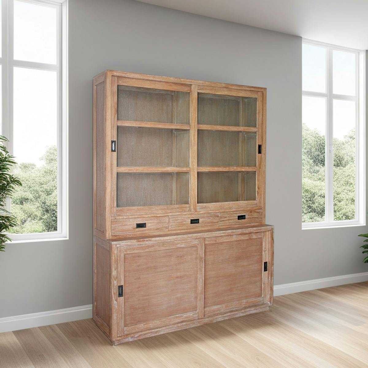 Vaisselier en teck blanchi 140 x 210 cm SQUARE