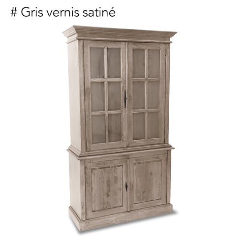 Vaisselier vitré 4 portes hévéa 115x46x206cm TRADITION