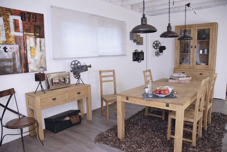 Vaisselier vitrée buffet hévéa 110x205cm HELENA