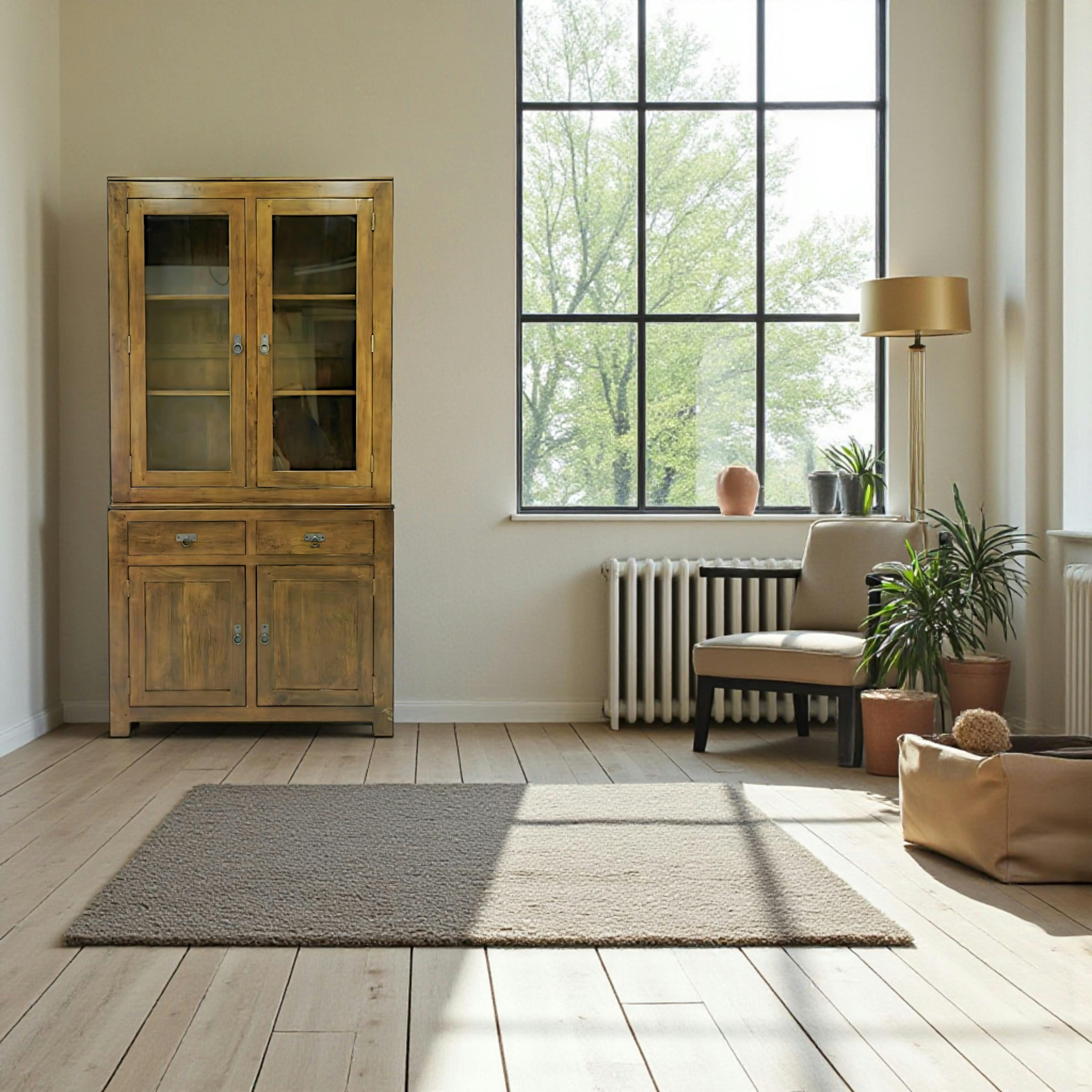 Vaisselier vitrée buffet hévéa 110x205cm HELENA