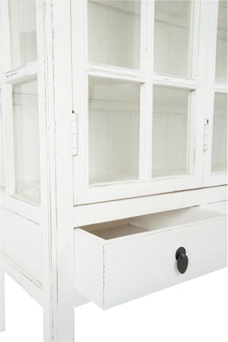 Vaisselier vitrine en bois, 3 tiroirs 3 plateaux 130x45x175cm