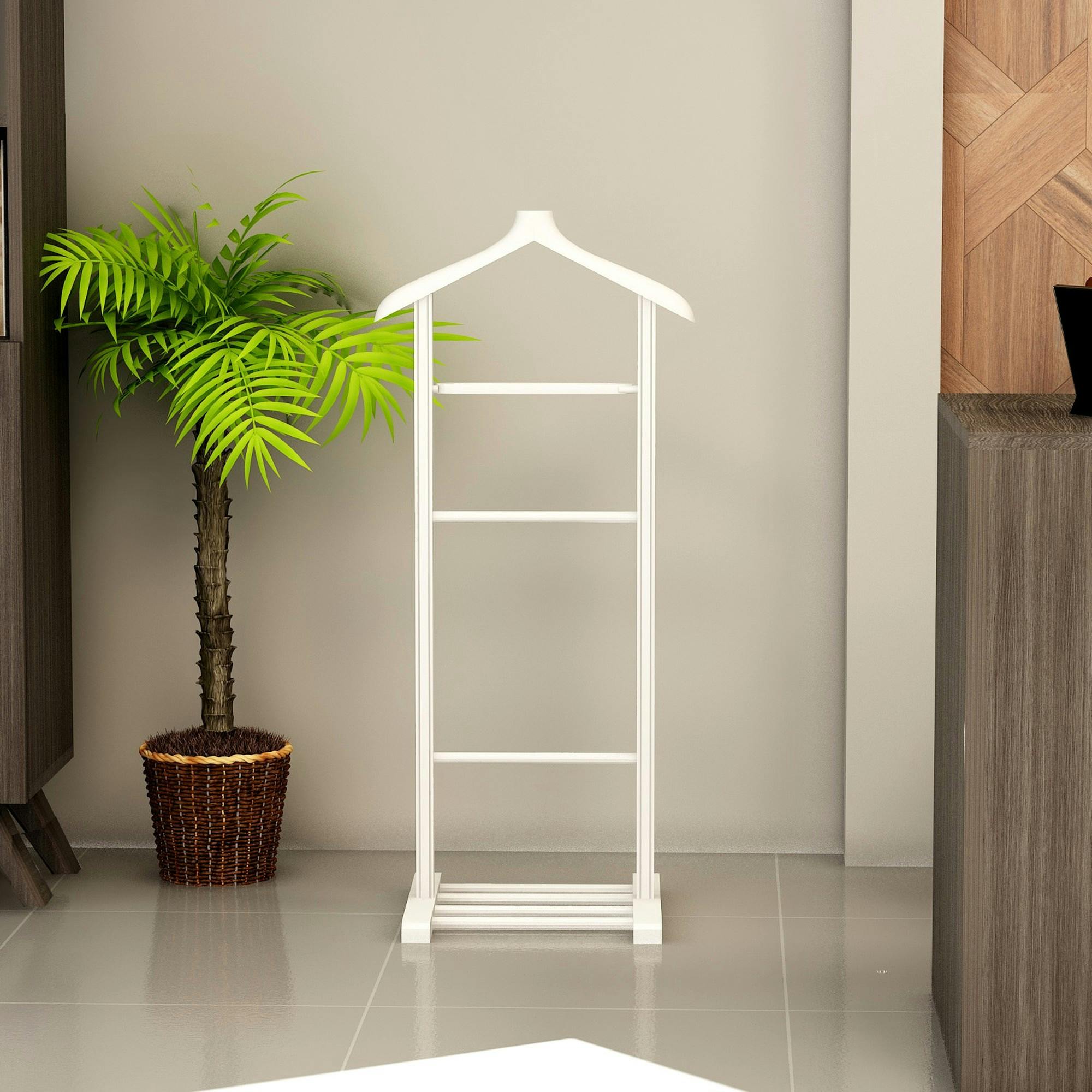 Valet de chambre blanc avec plateau vide-poches SITIA