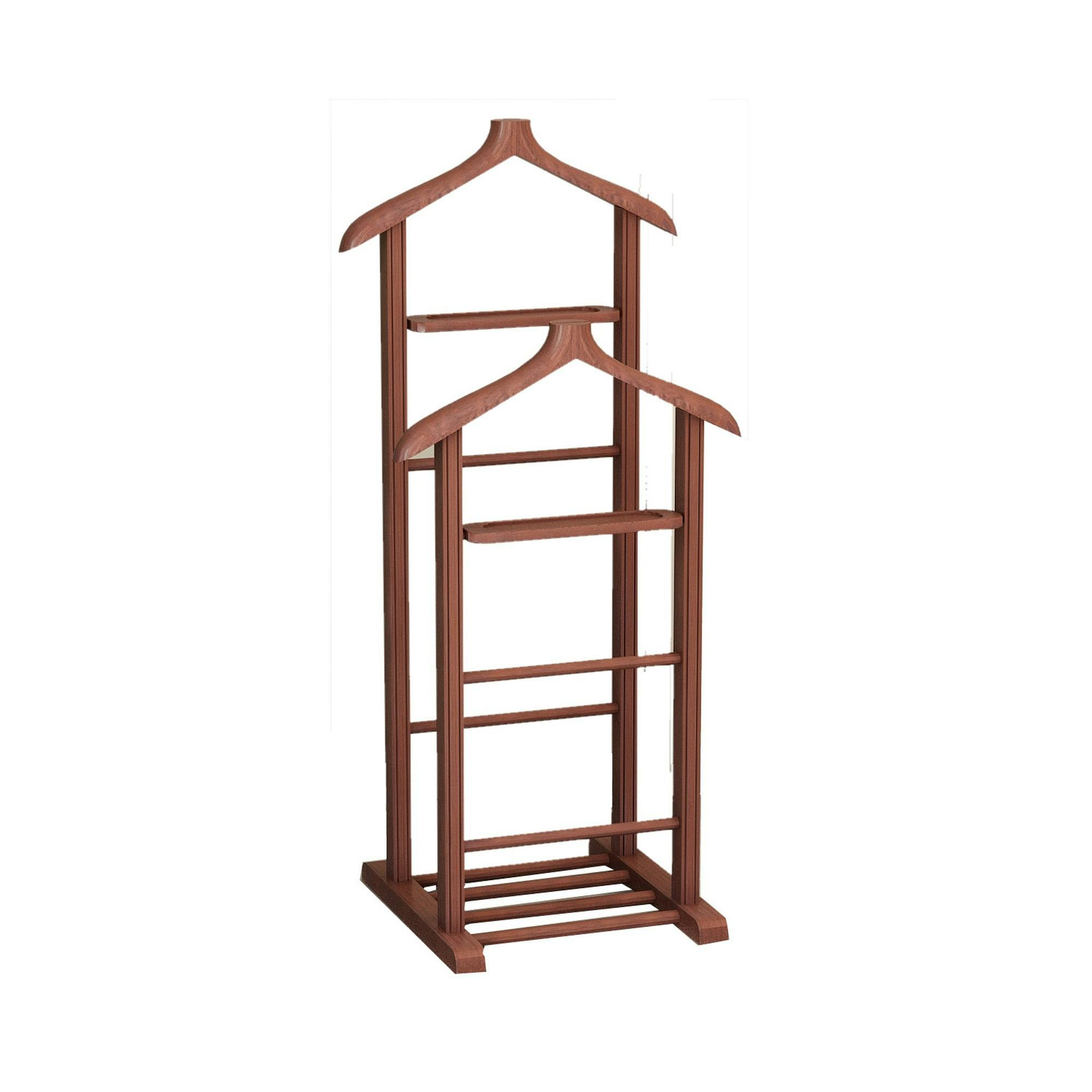 Valet de chambre ROBIN valet de nuit porte vêtements, structure en bois lasuré brun foncé - Achat & prix