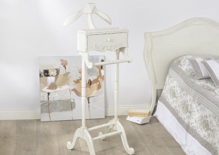 Valet De Nuit Design Effet Bois Noir - 45x109x26 Cm, Rangement Pratique Pour Vêtements Et Accessoires, Facile à Assembler