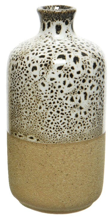 Vase 13 cm grès écru tacheté
