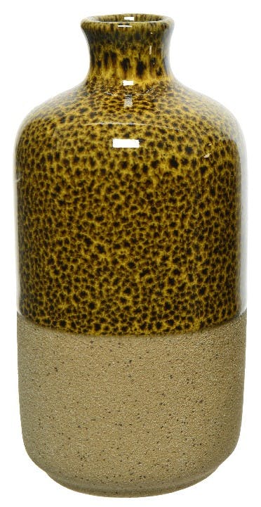 Vase 13 cm grès moutarde tacheté
