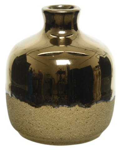 Vase 7 cm grès couleur bronze