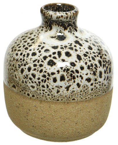 Vase 7 cm grès écru tacheté