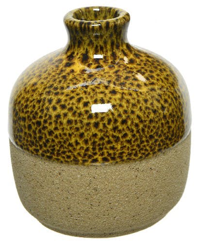 Vase 7 cm grès moutarde tacheté