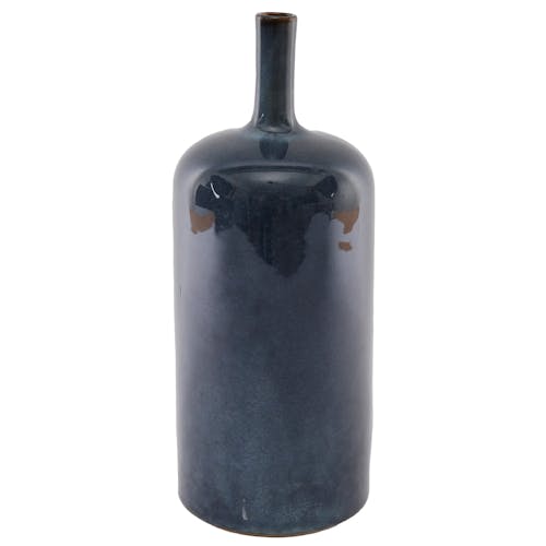 Vase bouteille bleu 32 cm