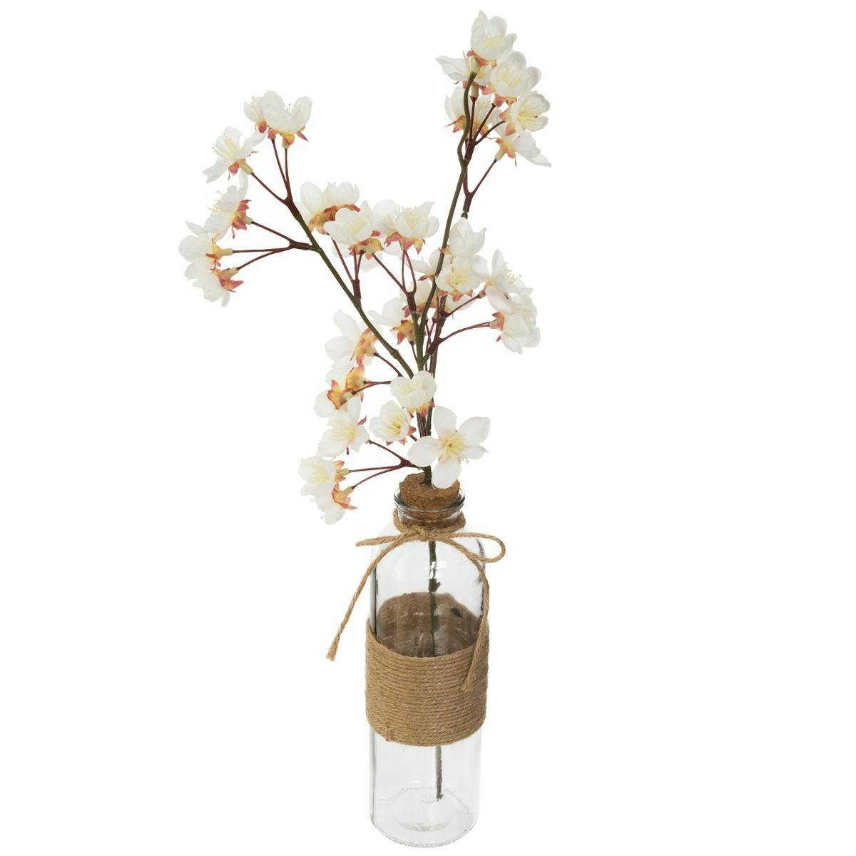 Vase branche de cerisier en fleurs blanches
