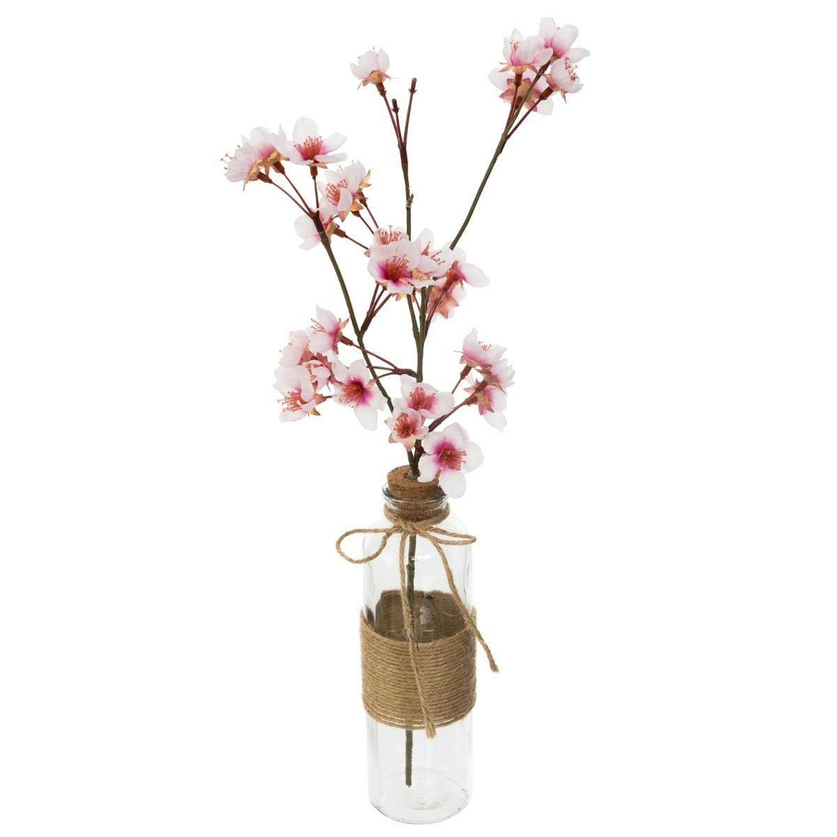 Vase branche de cerisier en fleurs roses