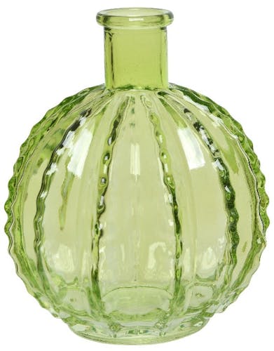 Vase cactus en verre vert clair H16cm