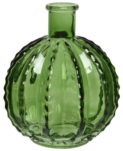 Vase cactus en verre vert foncé H16cm