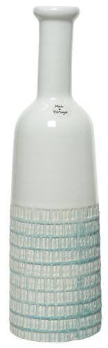 Vase ciselé terre cuite blanche et turquoise H35cm