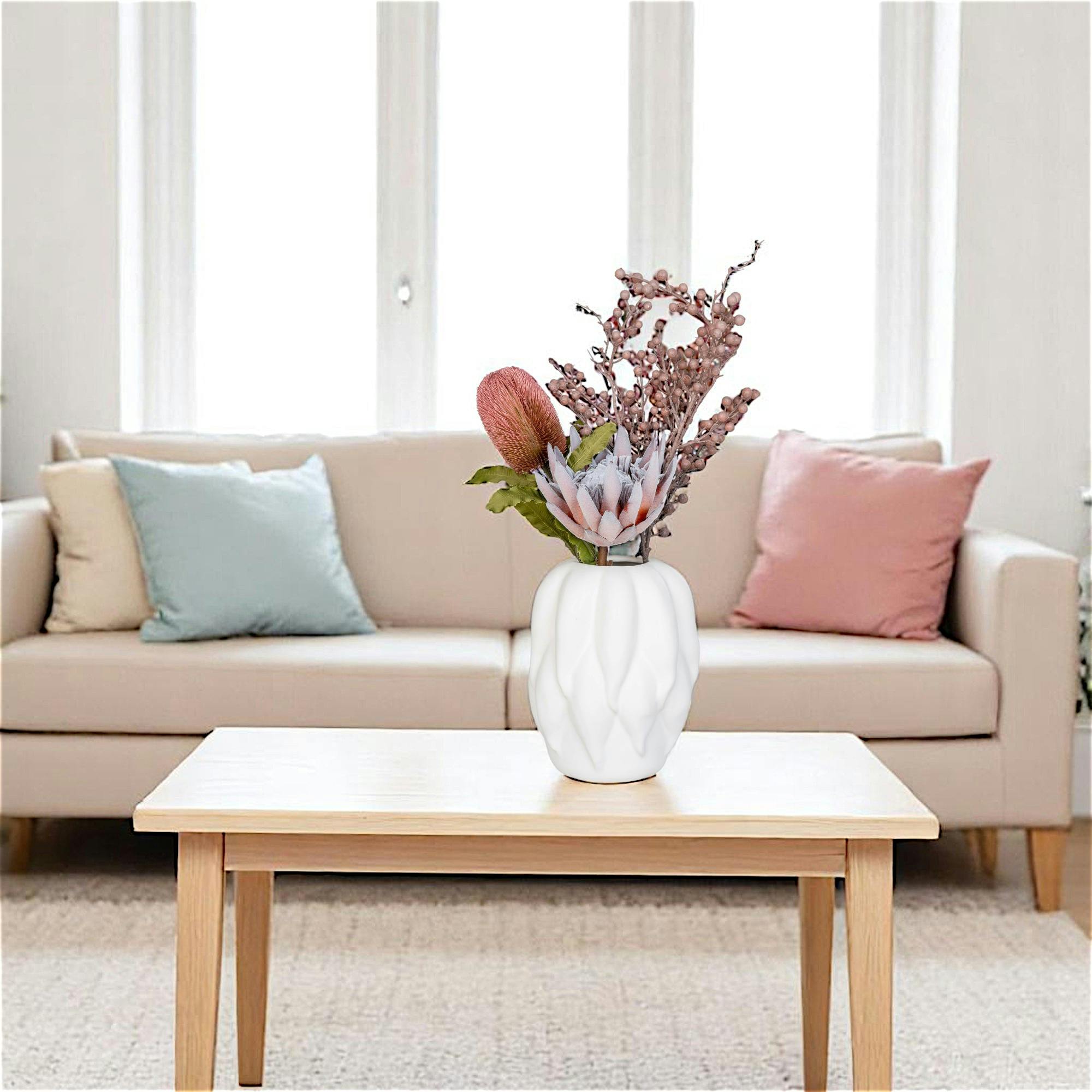 Vase décoratif blanc mat en céramique