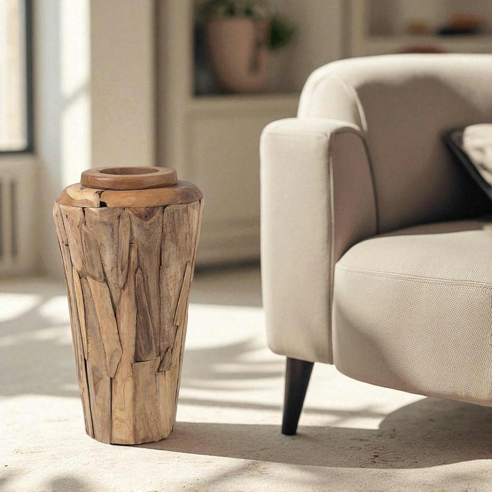 Vase décoratif en teck naturel – style artisanal ARIZONA