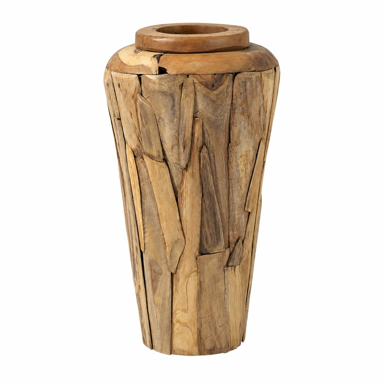 Vase décoratif en teck naturel – style artisanal ARIZONA