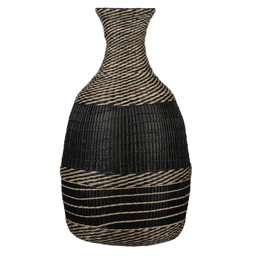 Vase décoratif noir et tressage 48 cm