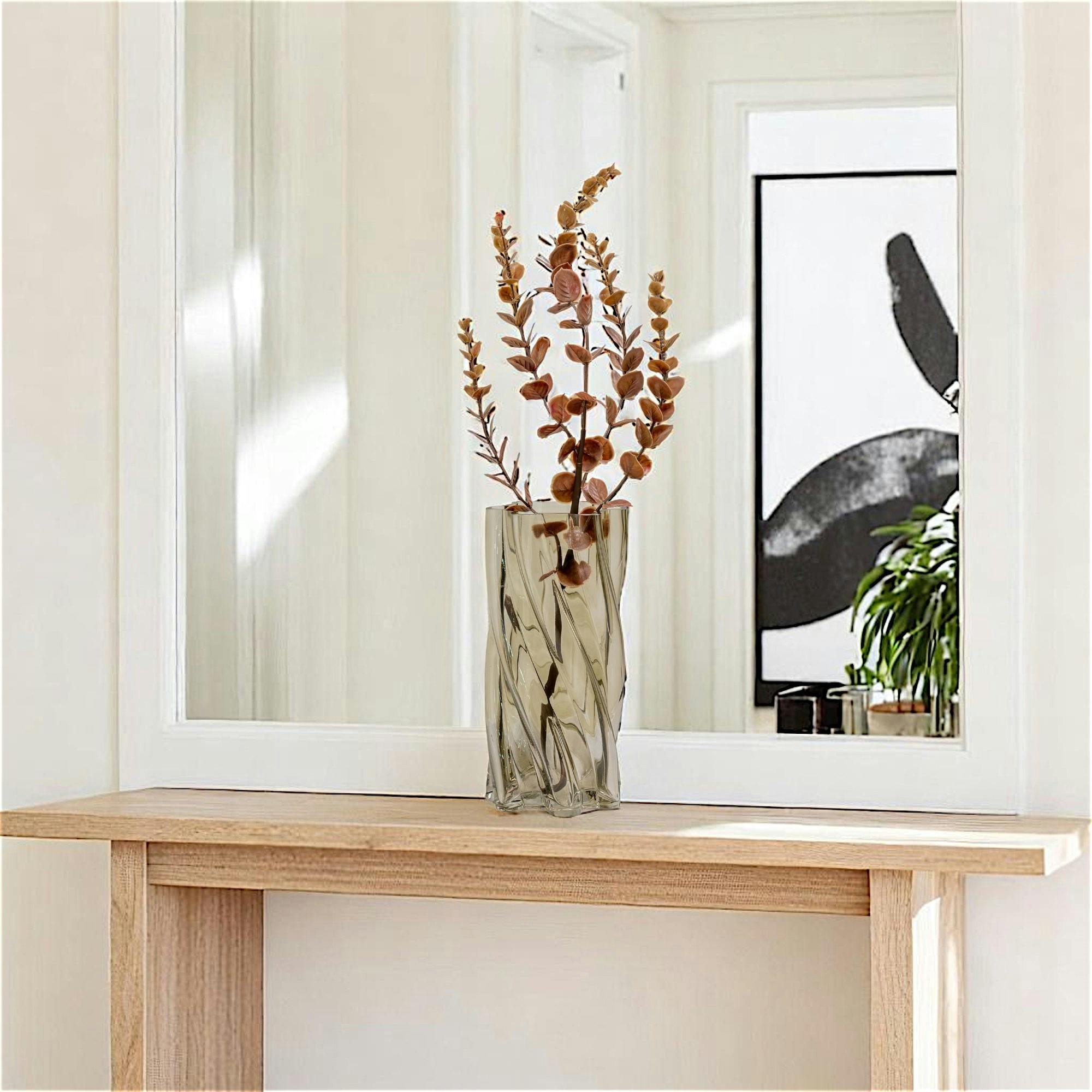 Vase décoratif vert en verre soufflé