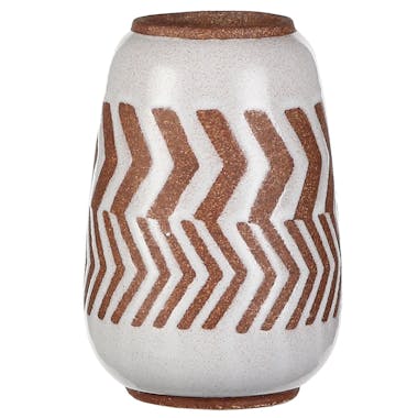 Vase décoration aztek blanc marron 15,5 cm