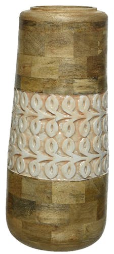 Vase en bois de mangue et émail sable H45cm