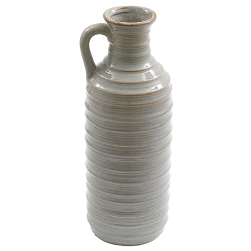 Vase en grès beige avec anse 34 cm