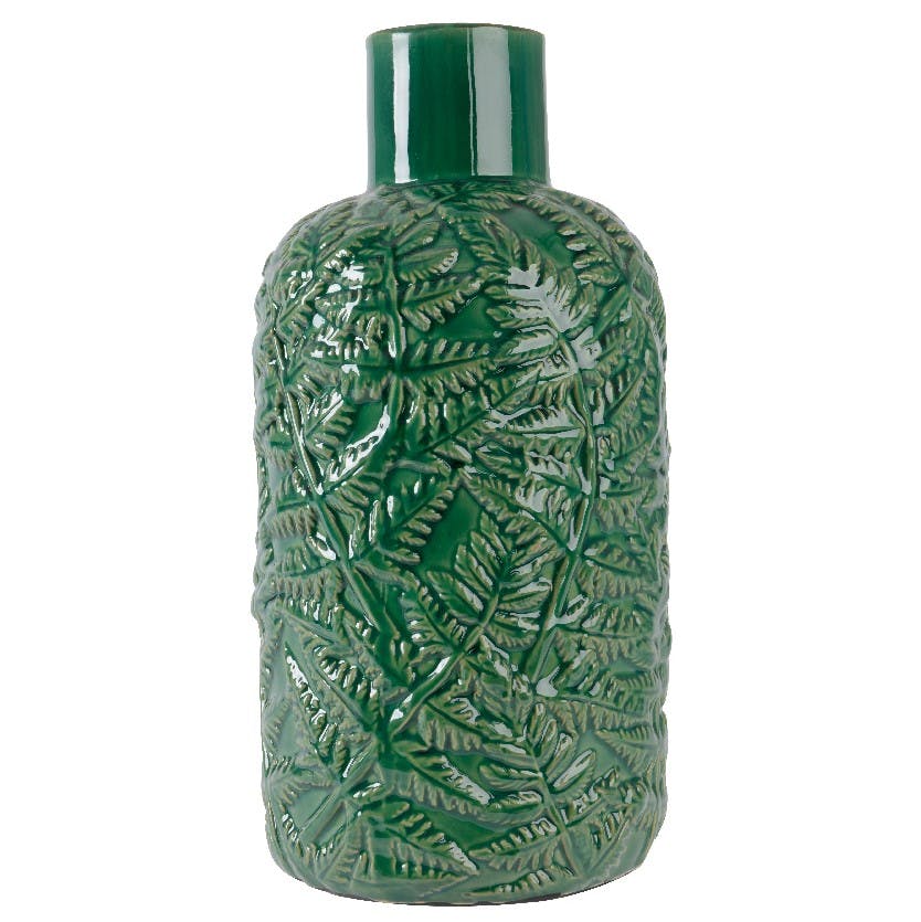 Vase en pierre décor feuilles en relief H29cm