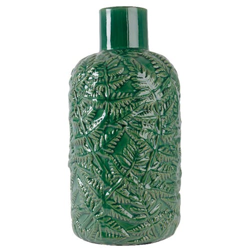Vase en pierre décor feuilles en relief H29cm