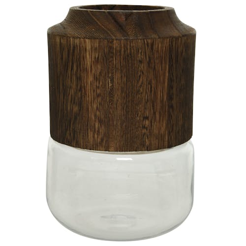Vase en verre blanc et bois petit modèle