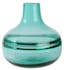 Vase en verre bleu vert bord métal H14cm
