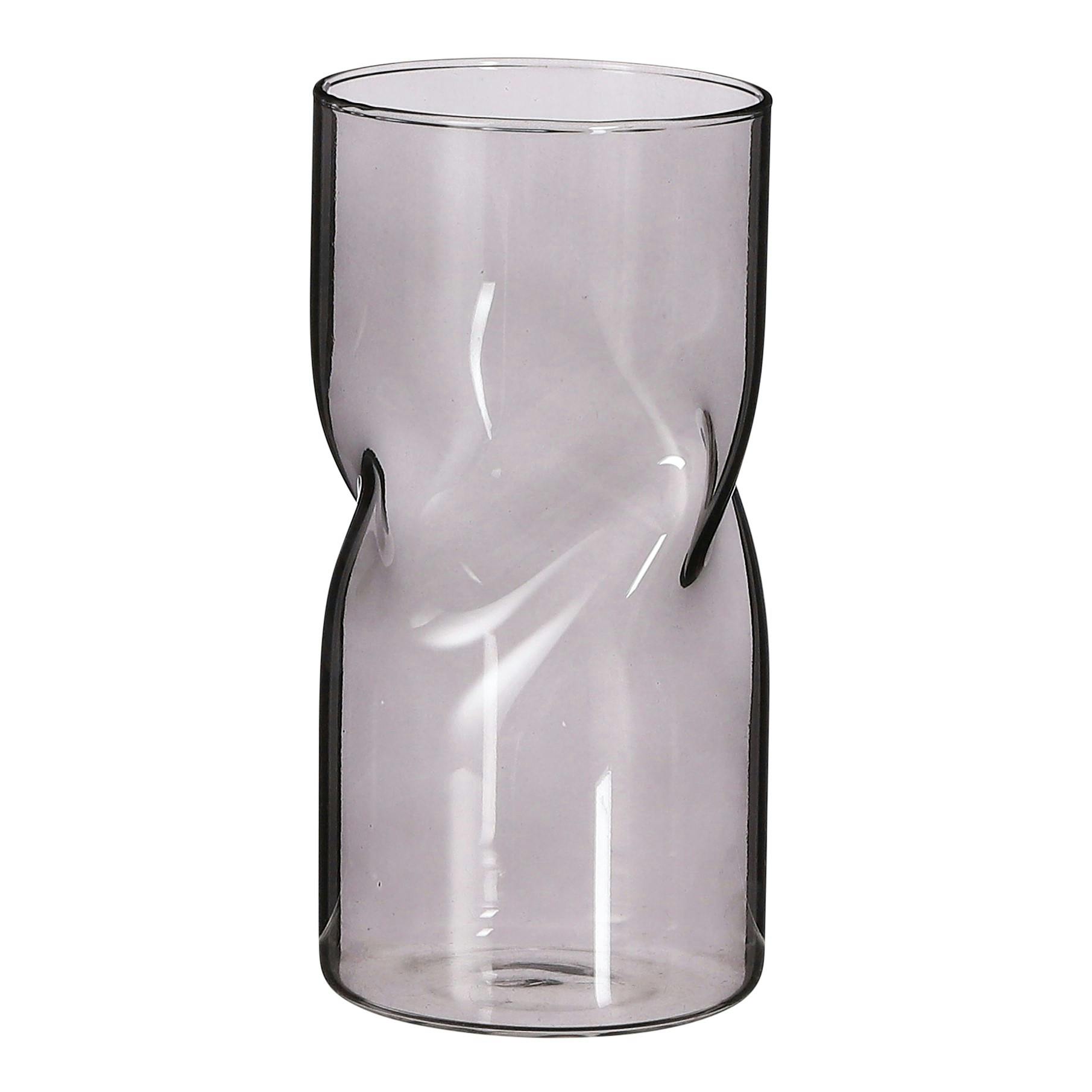Vase en verre gris déformé 18 cm