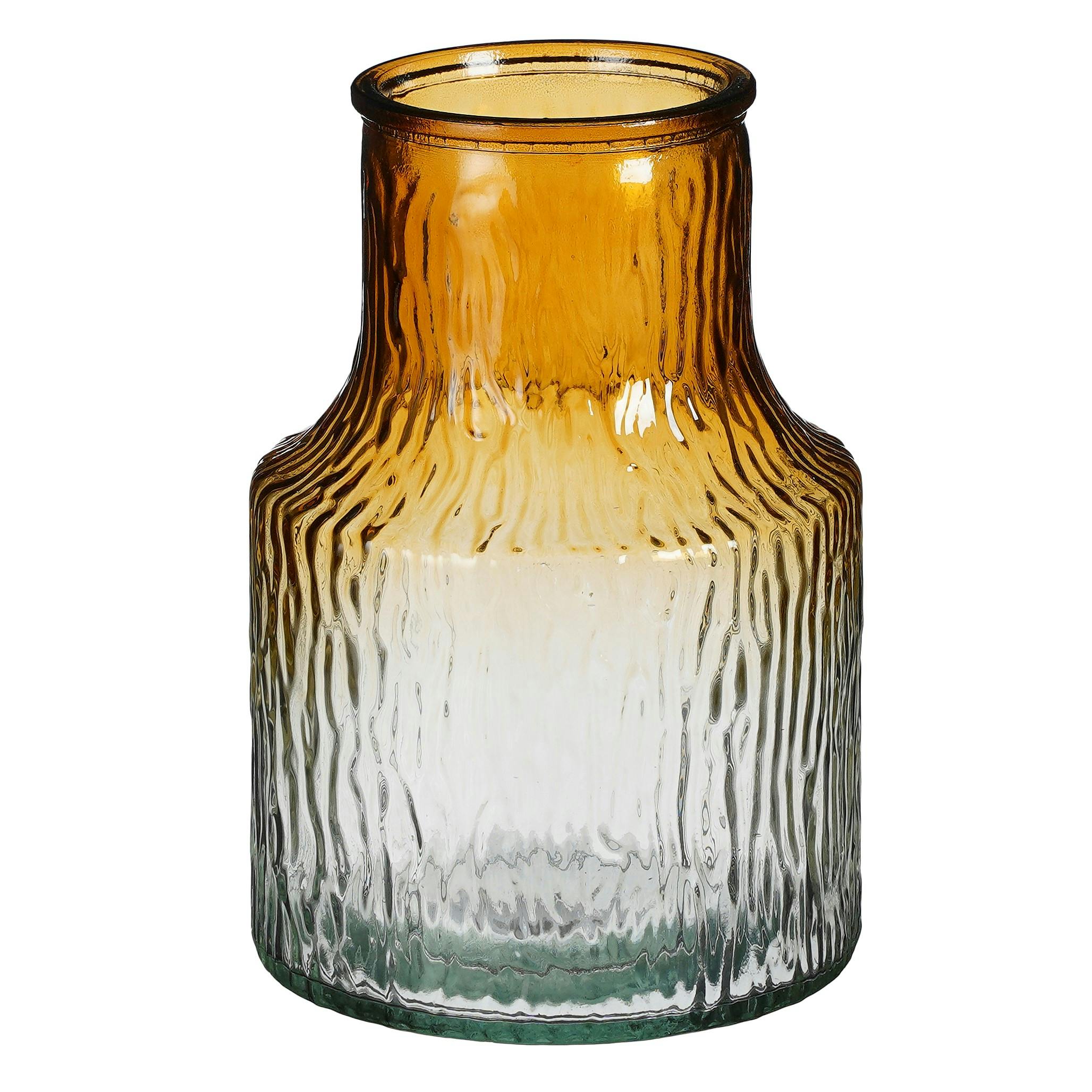 Vase en verre marron et transparent, 20 cm