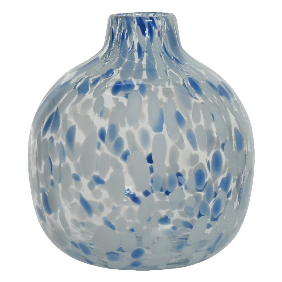 Vase en verre moucheté bleu et gris
