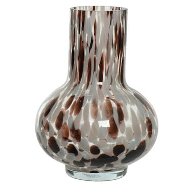  Vase en verre moucheté brun et gris, style vintage