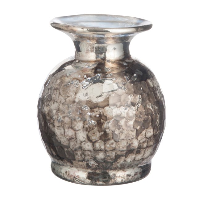Vase en verre taupe effet martelé 9x9x10cm