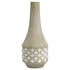 Vase Evasion forme cône en grès couleur sable décor losanges et rayures blanches H42cm