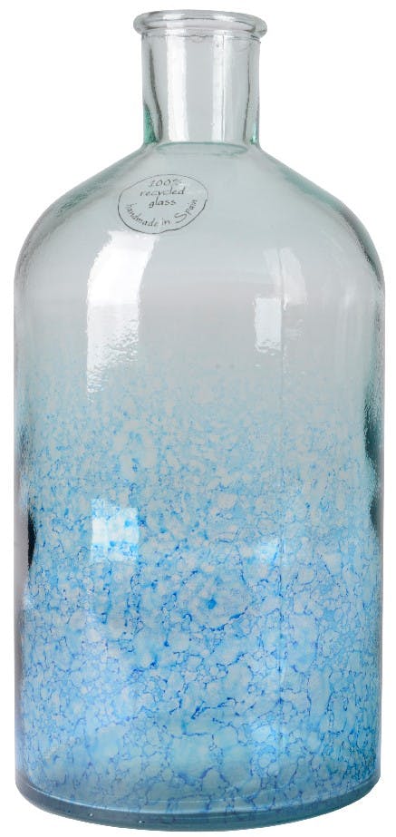 Vase goutte en verre recyclé bleu foncé H22cm