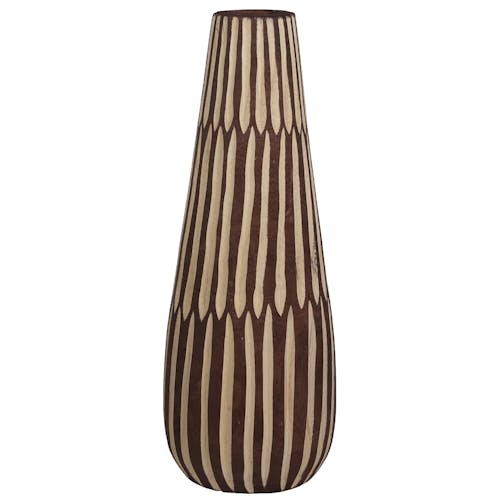 Vase haut marron et blanc à stries H 46 cm