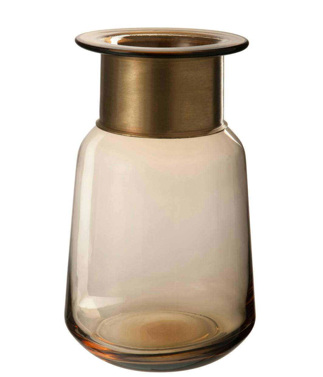Vase large en verre ambré et métal doré D17 H28cm