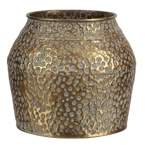 Vase métal doré vieilli H 16 cm