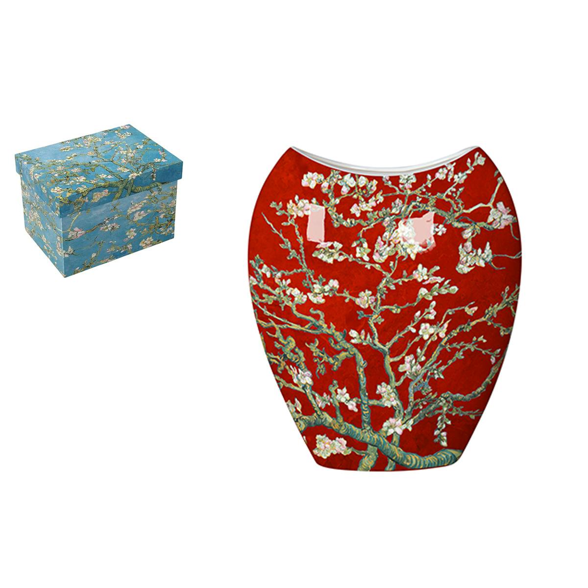 Vase rouge Amandier en fleurs Van Gogh H25 cm