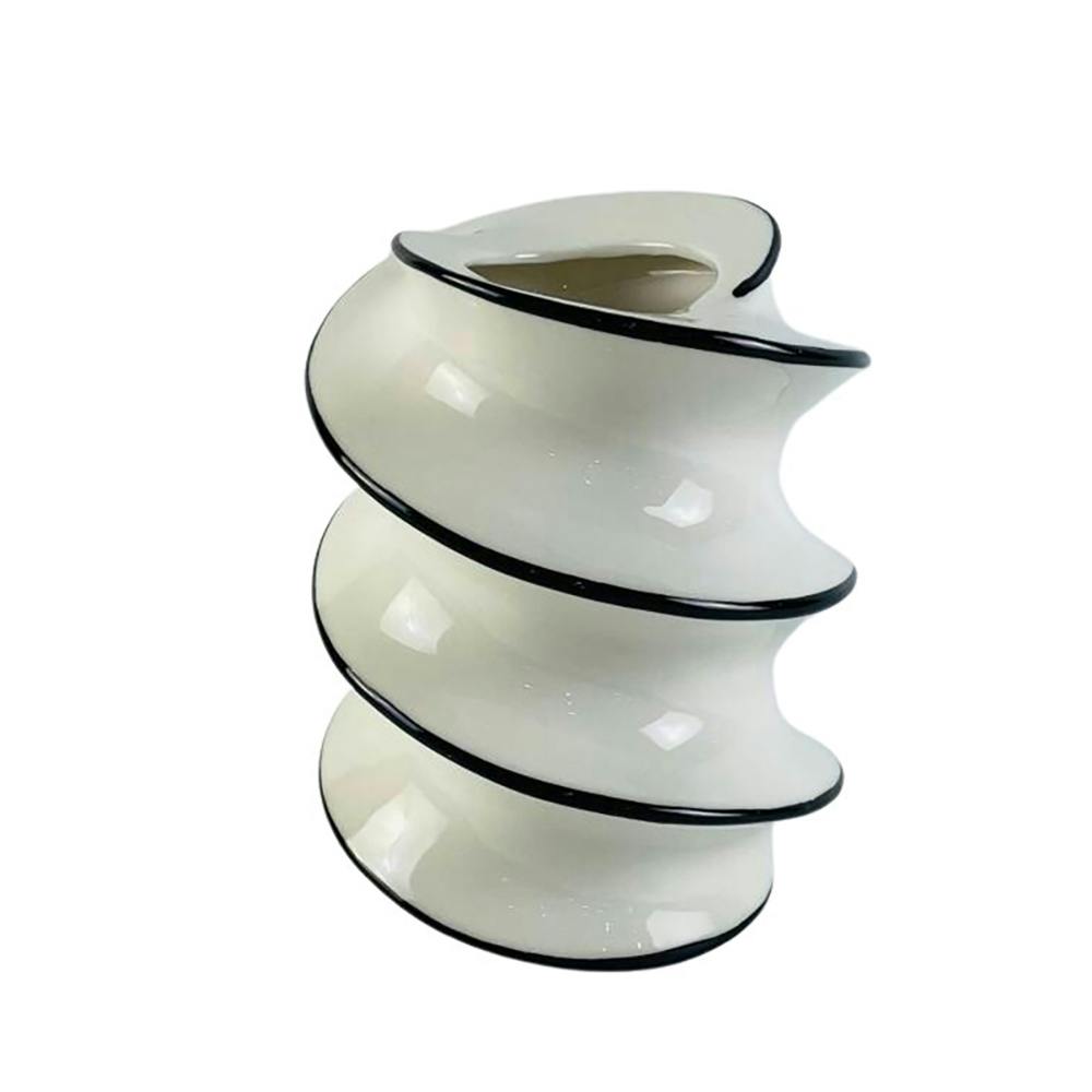 Vase spirale blanc et noir H18,5 cm