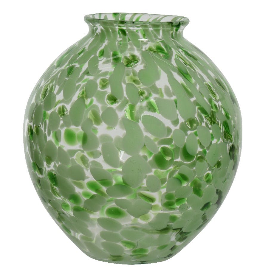 Vase vert, finition mouchetée