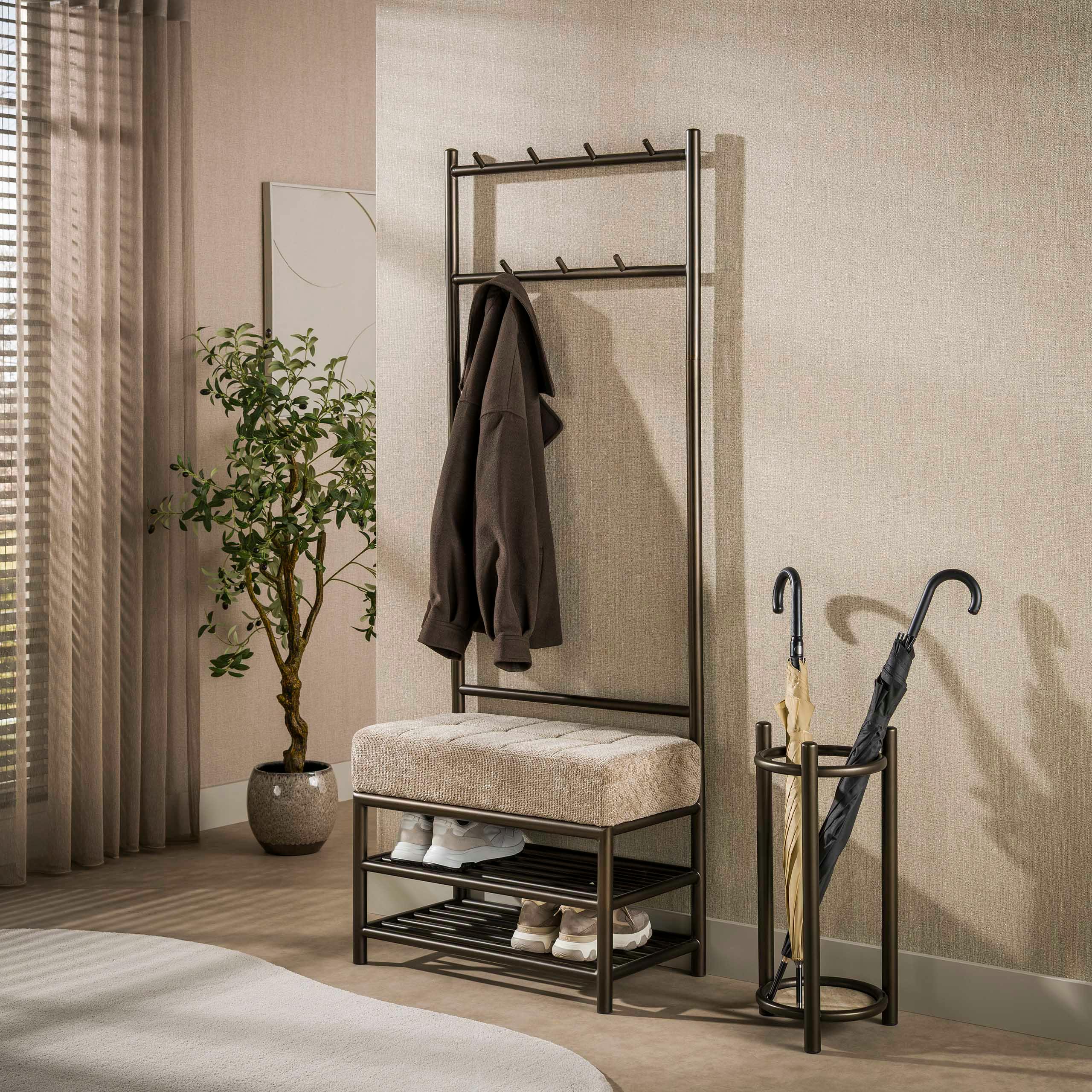 Vestiaire d'entrée vintage avec banc confort 70 cm HELSINKI