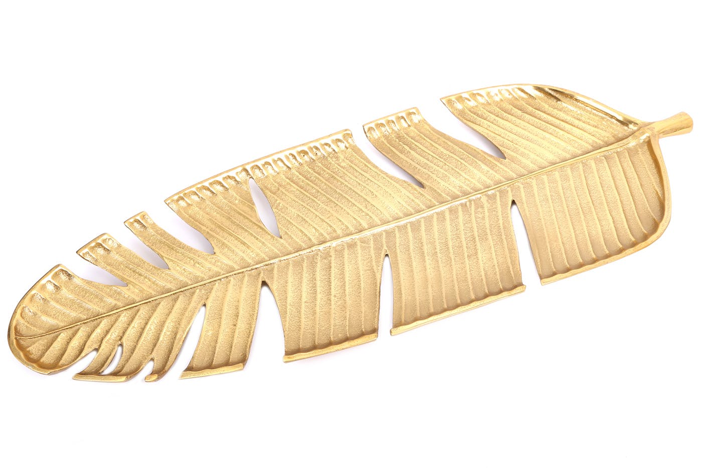 Vide-poches doré forme feuille exotique 80 cm