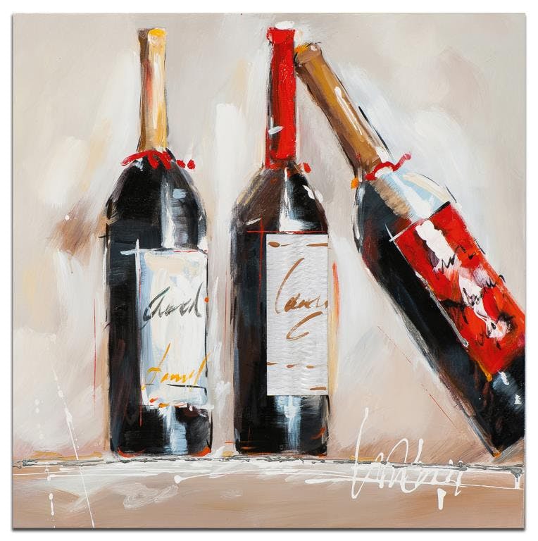 VIN Toile Nature morte carré Rouge Acrylique 100x100