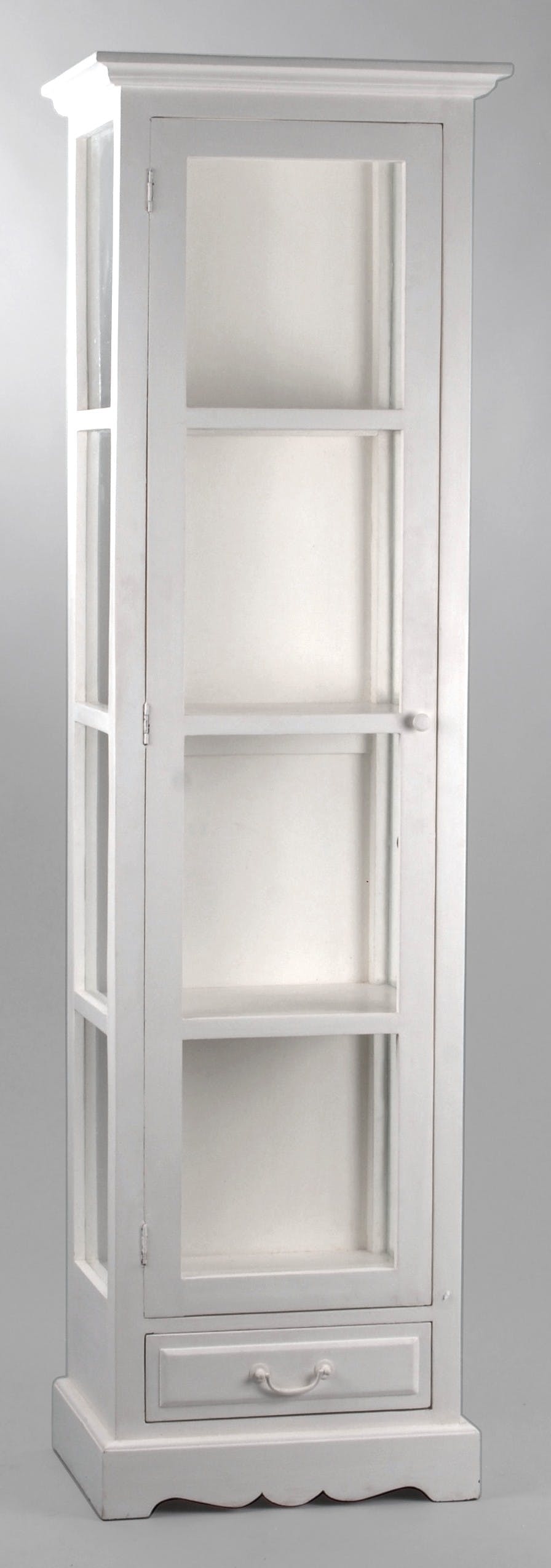 Vitrine blanche  shabby romantique en bois AMANDINE L 55 x P 40 x  H 190 AMADEUS